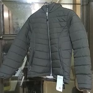 Gray Soft Cotton Insulated Jacket Asphalt